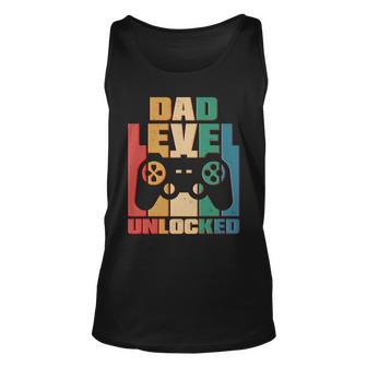 Retro New Dad Level Unlocked Video Gamer Tshirt Unisex Tank Top - Monsterry