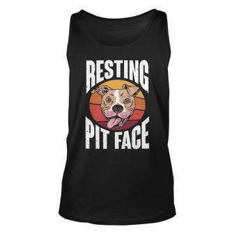 Retro Pitbull Dog Owner Resting Pit Face Unisex Tank Top - Thegiftio UK