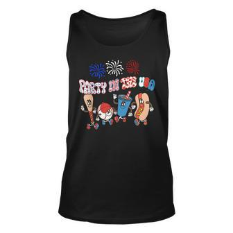Retro Style Party In The Usa 4Th Of July Baseball Hot Dog V2 Unisex Tank Top - Seseable