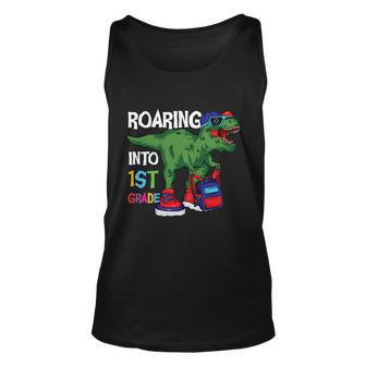 Roaring Into 1St Grade Dinosaur Back To School First Day Of School Unisex Tank Top - Monsterry