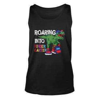 Roaring Into Kindergarten Dinosaur Back To School Unisex Tank Top - Monsterry