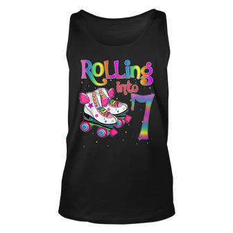 Rolling Into 7 Years Lets Roll Im Turning 7 Roller Skate Men Women Tank Top Graphic Print Unisex - Thegiftio UK