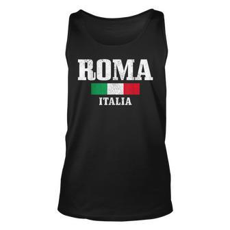 Rome Italy Roma Italia Vintage Italian Flag Men Women Tank Top Graphic Print Unisex - Thegiftio UK