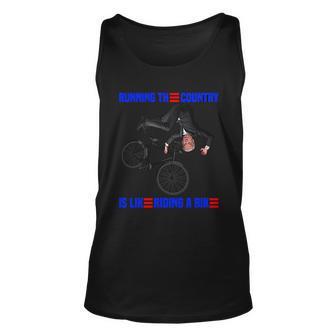 Running The Country Is Like Riding A Bike Biden Bike Unisex Tank Top - Monsterry