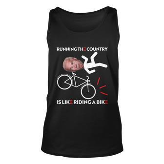 Running The Country Is Like Riding A Bike Funny Biden Meme Unisex Tank Top - Monsterry UK