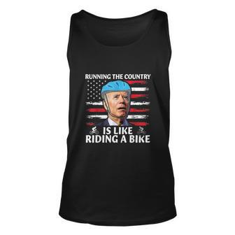 Running The Country Is Like Riding A Bike Joe Biden Funny Meme Unisex Tank Top - Monsterry