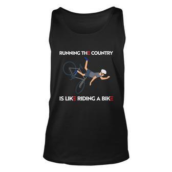 Running The Country Is Like Riding A Bike Joe Biden Funny Unisex Tank Top - Monsterry DE