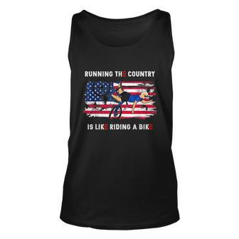 Running The Coutry Is Like Riding A Bike Joe Biden Funny Vintage Unisex Tank Top - Monsterry DE