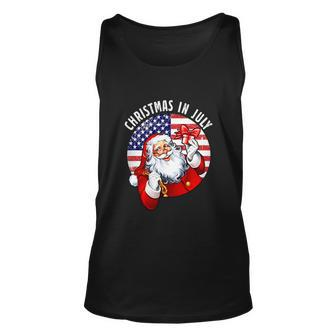 Santa Hat Summer Party Funny Christmas In July Unisex Tank Top - Monsterry