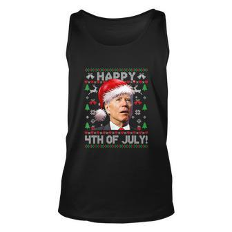 Santa Joe Biden Happy 4Th Of July Ugly Christmas Sweater Unisex Tank Top - Monsterry AU