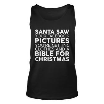 Santa Saw Your Facebook Pictures Christmas Unisex Tank Top - Monsterry