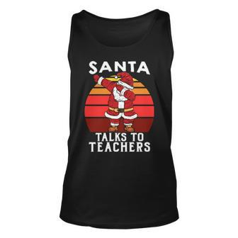 Santa Talks To Teachers Xmas For Teacher Men Women Tank Top Graphic Print Unisex - Thegiftio UK