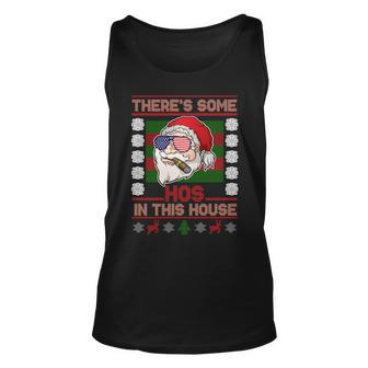Santa Theres Some Hos In This House Flag Ugly Christmas Sweater Unisex Tank Top - Thegiftio UK