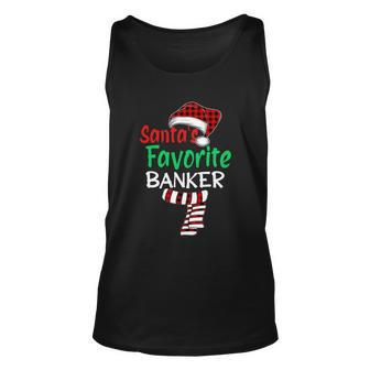 Santas Favorite Banker Christmas Santa Red Plaid Claus Men Meaningful Gift Unisex Tank Top - Thegiftio UK