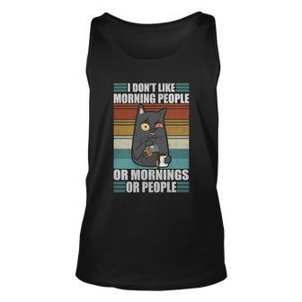 Sarcastic Cat Moody Morning People Coffee Lazy Kitty Gift Graphic Design Printed Casual Daily Basic Unisex Tank Top - Thegiftio UK