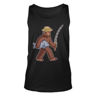 Sasquatch Gone Fishing Tshirt Unisex Tank Top - Monsterry UK