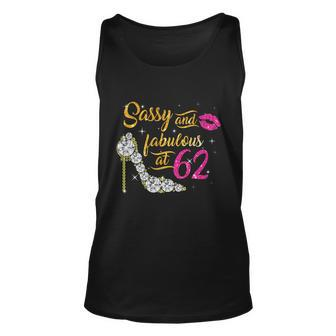 Sassy And Fabulous At 62 Years Old 62Nd Birthday Shoe Lip Unisex Tank Top - Monsterry AU