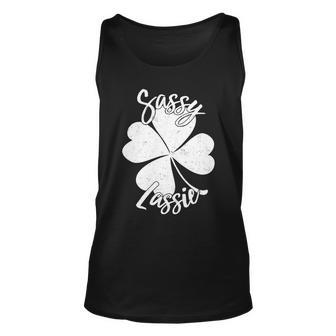 Sassy Lassie Irish Clover St Patricks Day Tshirt Unisex Tank Top - Monsterry AU