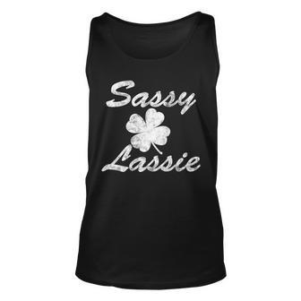 Sassy Lassy Irish Clover St Patricks Day Tshirt Unisex Tank Top - Monsterry