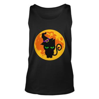 Scary Black Cat Costume Witch Hat Amp Moon Graphics Halloween Quote Unisex Tank Top - Monsterry