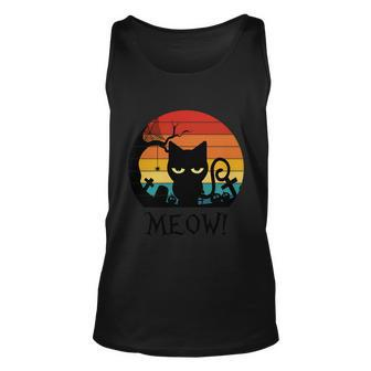 Scary Black Cat Meow Kitten Halloween Quote V2 Unisex Tank Top - Thegiftio UK