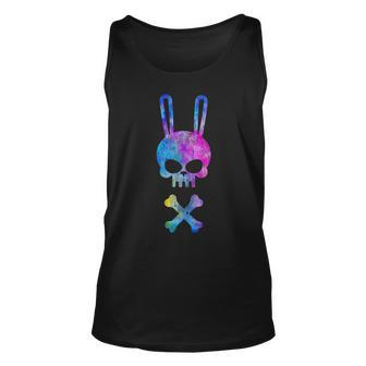 Scary Skull And Crossbones Bad Rabbit Horror Bunny Tie Dye Men Women Tank Top Graphic Print Unisex - Thegiftio UK