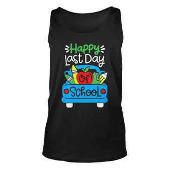 School Truck Shirts Happy Last Day Of School Teachers Kids Unisex Tank Top - Seseable