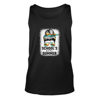 Schools Out For Summer Last Day Of School Teacher Messy Bun Graphic Design Printed Casual Daily Basic Unisex Tank Top - Thegiftio UK