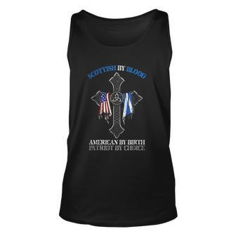 Scottish By Blood American By Birth Cross Flag Unisex Tank Top - Monsterry