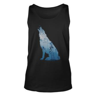 Silhouette Of The Howling Wolf Unisex Tank Top - Thegiftio UK