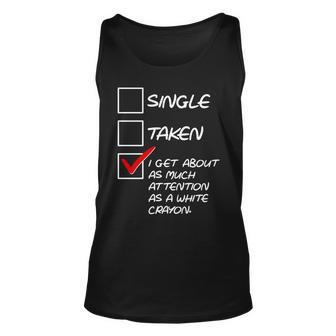 Single Taken White Crayon Unisex Tank Top - Monsterry UK