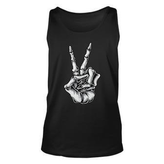 Skeleton Hand Peace Sign Halloween Night Party Costume Unisex Tank Top - Seseable
