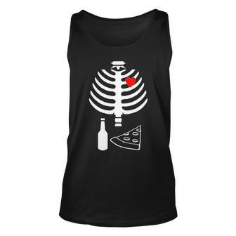Skeleton Pizza Beer Rib Cage Unisex Tank Top - Monsterry
