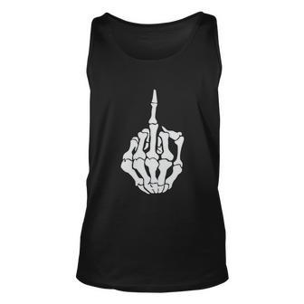Skull Skeleton Middle Finger Top Mad Angry Rude Guy Funny Gift Scary Tshirt Unisex Tank Top - Monsterry UK