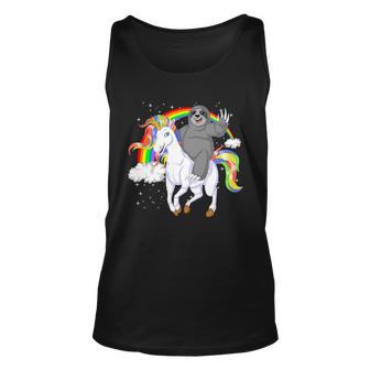 Sloth Riding Unicorn V2 Unisex Tank Top - Monsterry UK