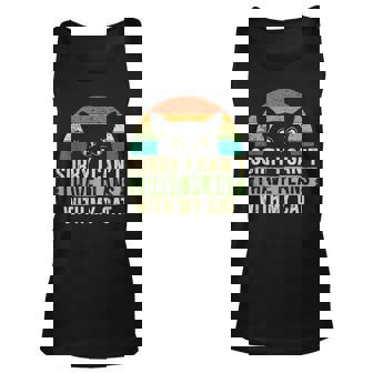 Sorry I Cant I Have Plans With My Cat For Cat Kitten Lover Men Women Tank Top Graphic Print Unisex - Thegiftio