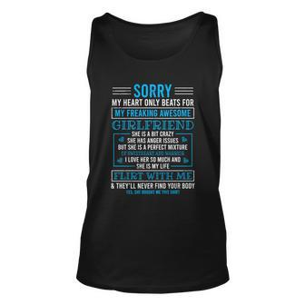Sorry My Heart Only Beats For My Freaking Awesome Girlfriend Gift Unisex Tank Top - Monsterry CA