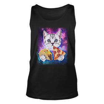 Space Cat Pizza And Tacos Tshirt Unisex Tank Top - Monsterry