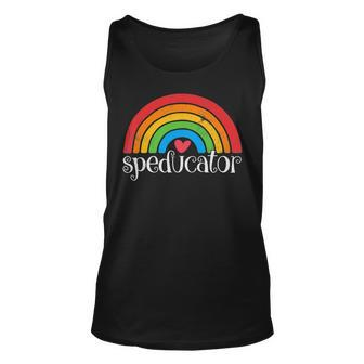 Sped Teacher - Speducator Rainbow Heart Unisex Tank Top - Seseable