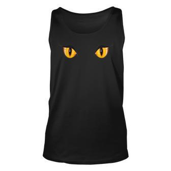 Spooky Creepy Ghost Black Cat Orange Eyes Halloween Unisex Tank Top - Seseable