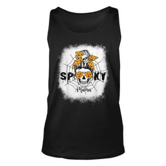 Spooky Mama Halloween Skull Messy Bun Witch Mom V3 Unisex Tank Top - Seseable