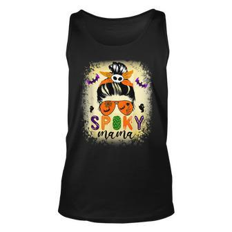 Spooky Mama Messy Skull Mom Scary Leopard Witch Halloween Unisex Tank Top - Seseable