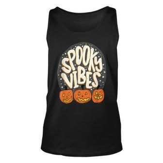 Spooky Vibes Pumpkin And Spiderweb Halloween Vintage Unisex Tank Top - Seseable