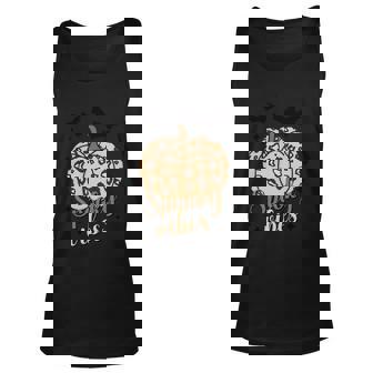 Spooky Vibes Pumpkin Halloween Quote Unisex Tank Top - Monsterry