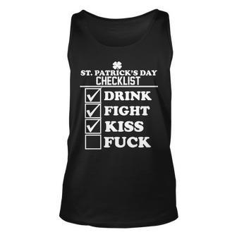 St Patricks Day Checklist Dirty Tshirt Unisex Tank Top - Monsterry CA