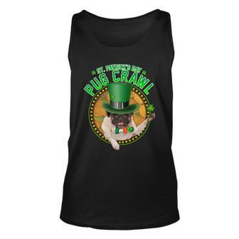 St Patricks Day Pug Crawl Funny Irish Pug Tshirt Unisex Tank Top - Monsterry