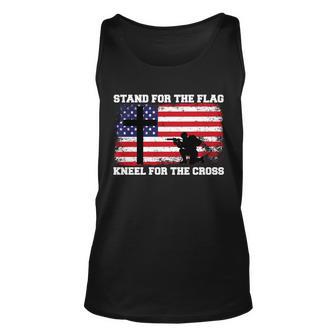 Stand For The Flag Kneel For The Cross Usa Army Unisex Tank Top - Monsterry DE