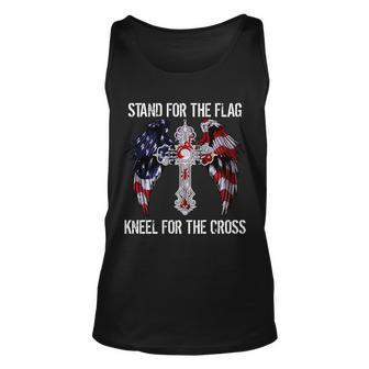 Stand For The Flag Kneel For The Cross Usa National Anthem Tshirt Unisex Tank Top - Monsterry DE