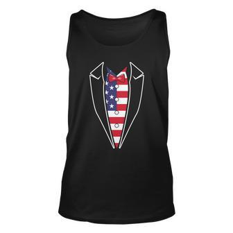 Star Stripes Suit Tye 4Th Of July Usa Flag Graphic Plus Size Shirt Unisex Tank Top - Monsterry AU