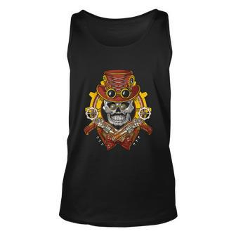 Steampunk Skull Mechanical Clock Gears Industrial Fantasy Graphic Design Printed Casual Daily Basic V2 Unisex Tank Top - Thegiftio UK